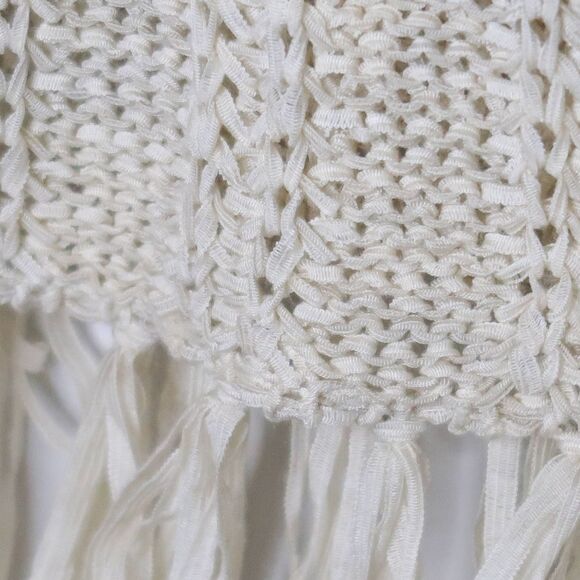 Max Studio Womens Knit Top 2X Beige Cream Keyhole Boho Fringe Resort Festival - Picture 11 of 12